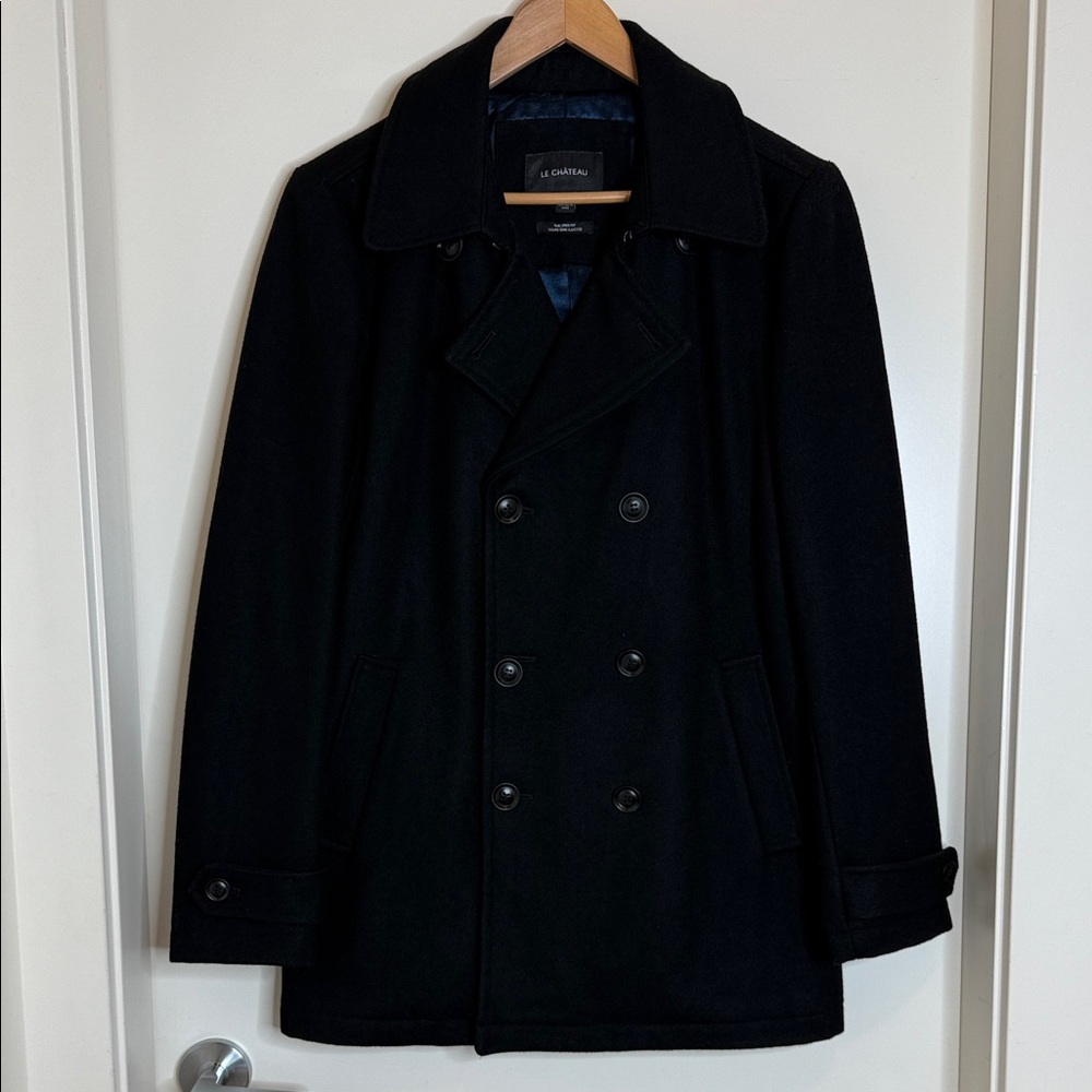 Le Chateau Men's Classic Black Peacoat